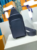 Dark blue leather men's chest bag
