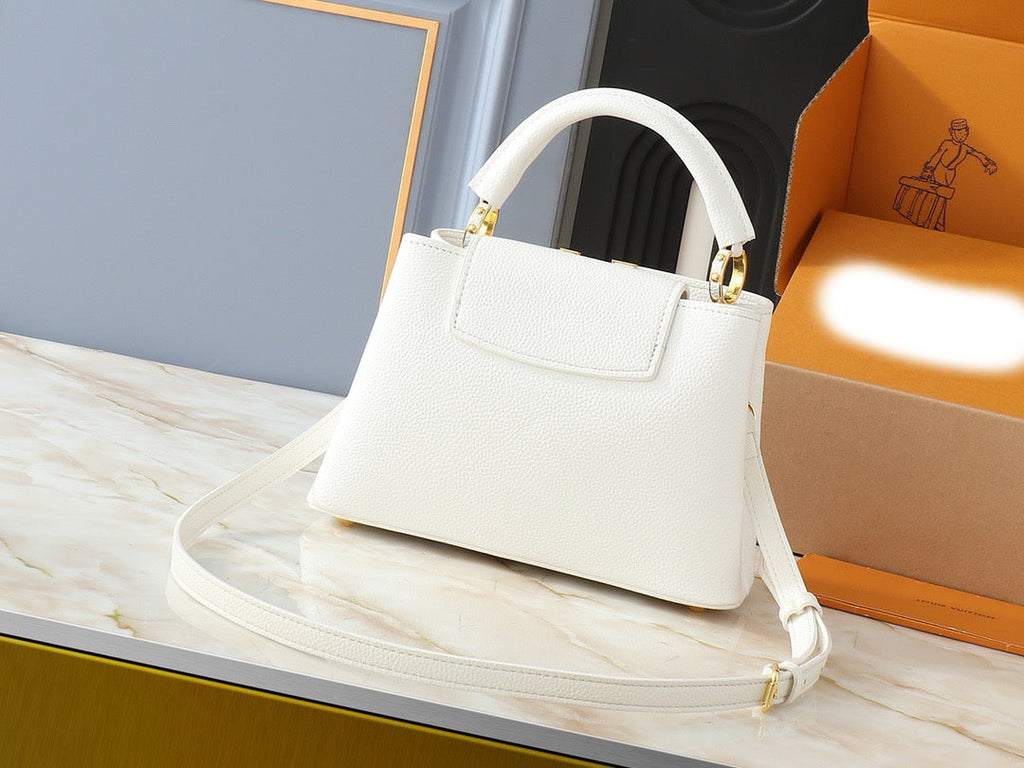 White leather V-logo handbag series