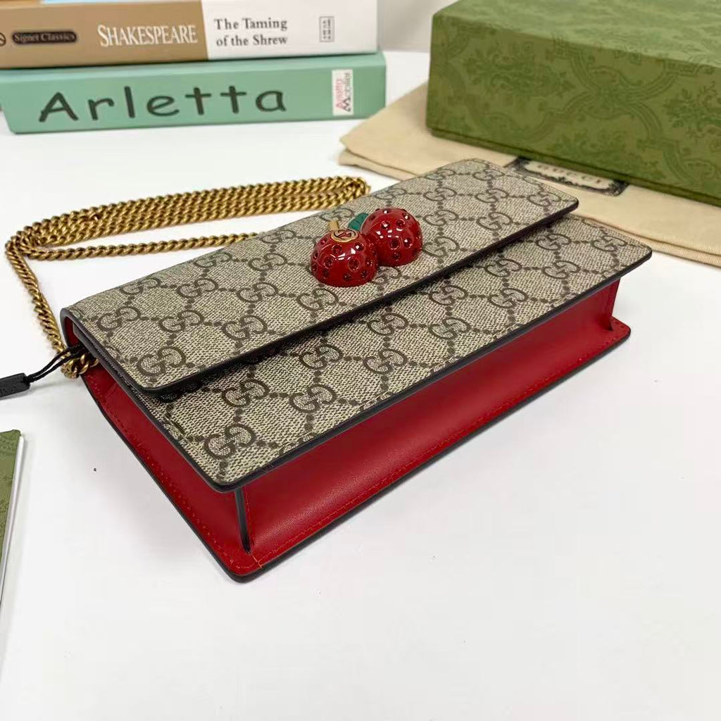 GG Supreme canvas mini bag with cherries