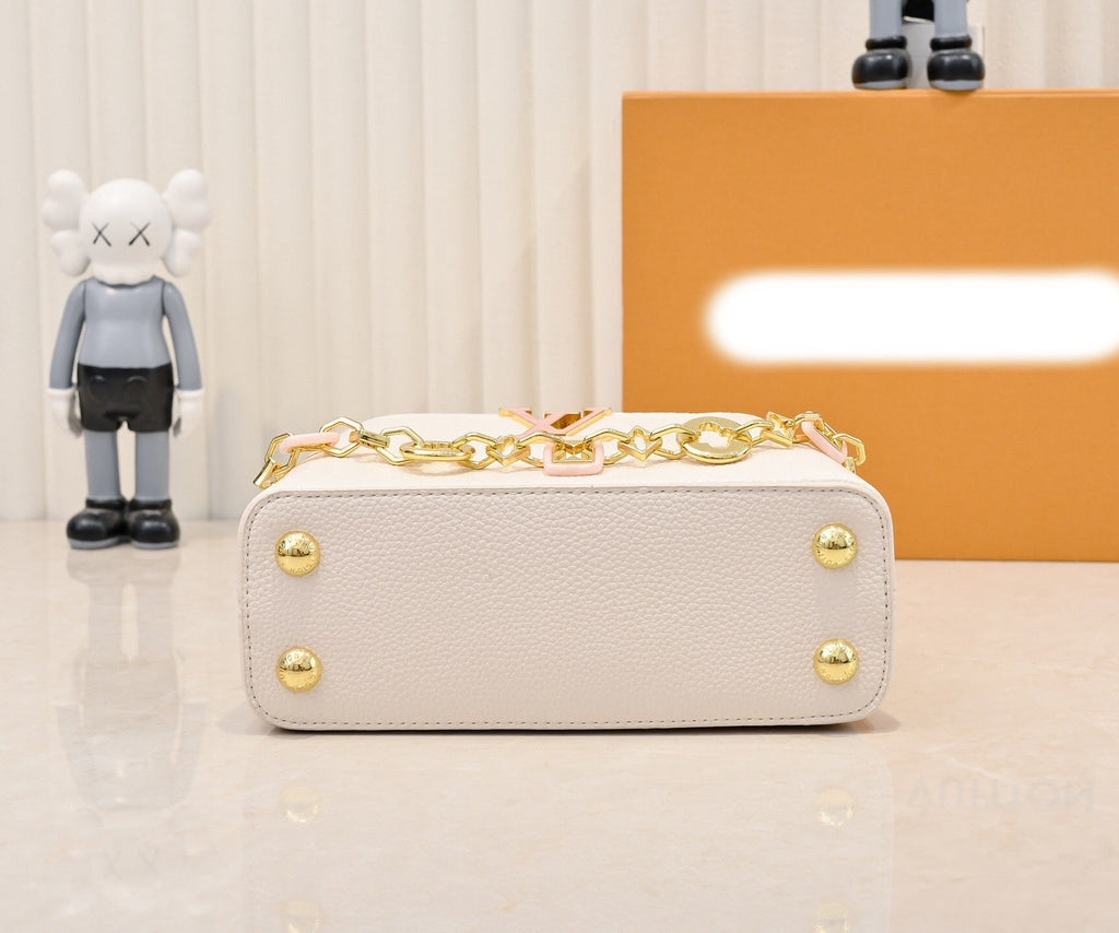 White leather mini handbag series