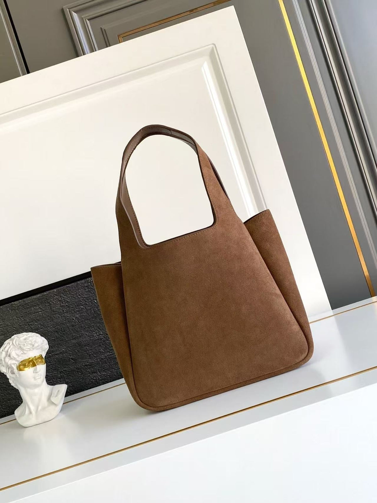 Mini suede shopping bag