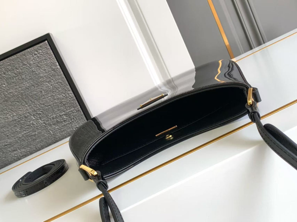 Patent leather underarm bag