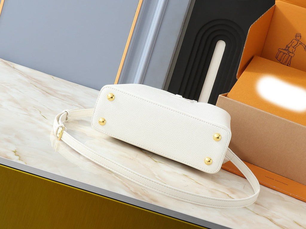 White leather V-logo handbag series