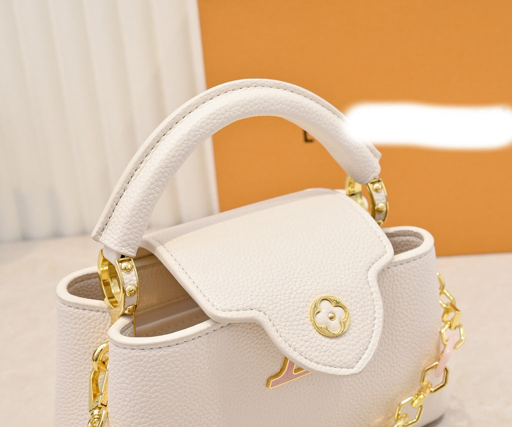 White leather mini handbag series