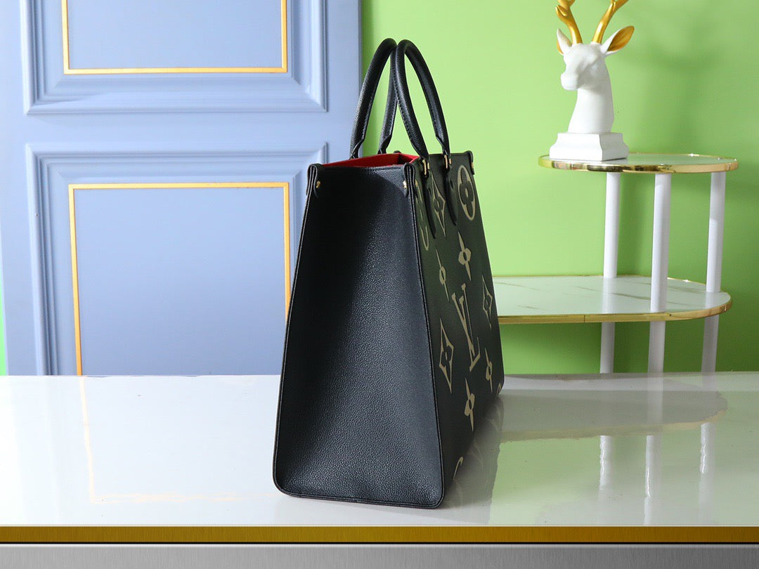 Black leather patchwork monogram backpack series