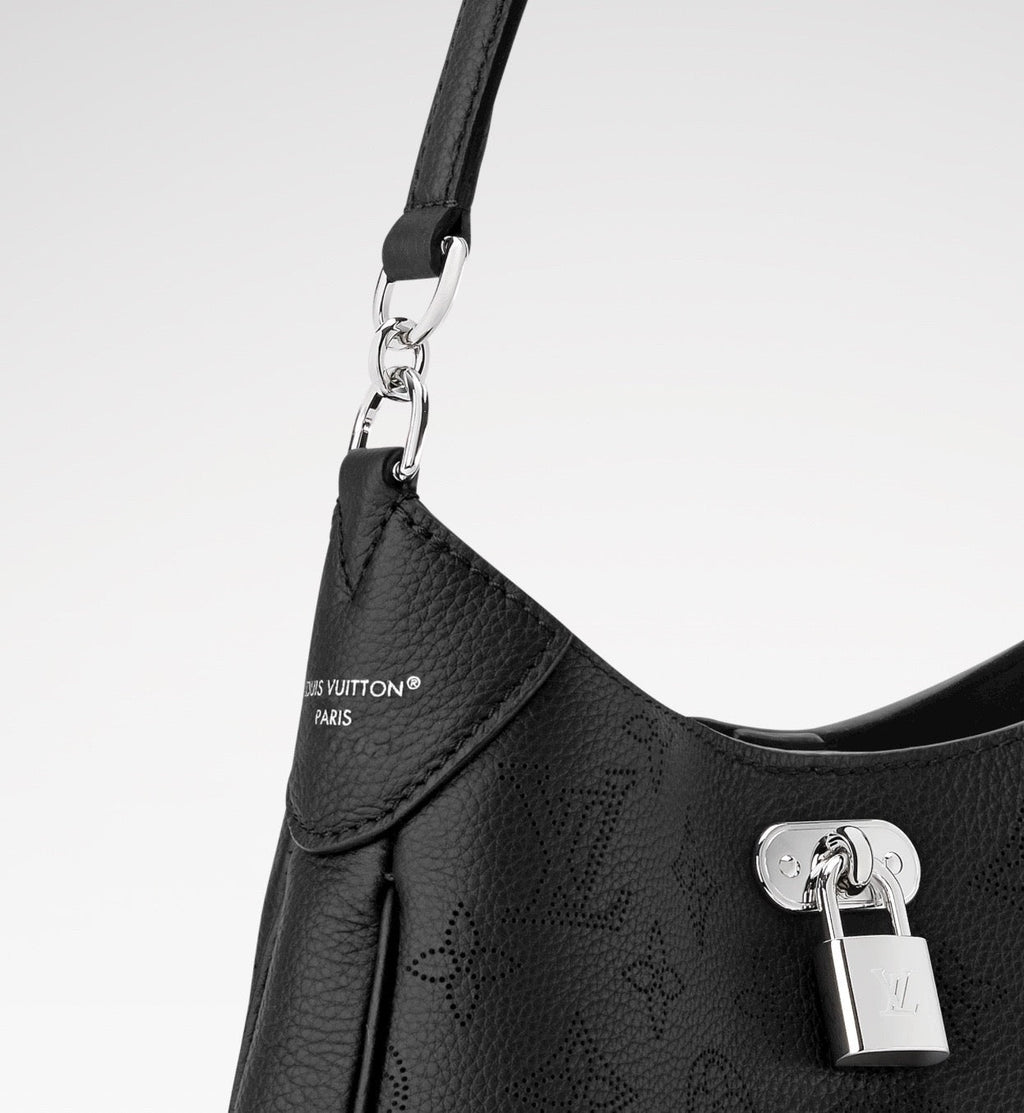All Around PM Tote Bag with Openwork Monogram Pattern, Pebble Gray Mahina Calfskin |M28306