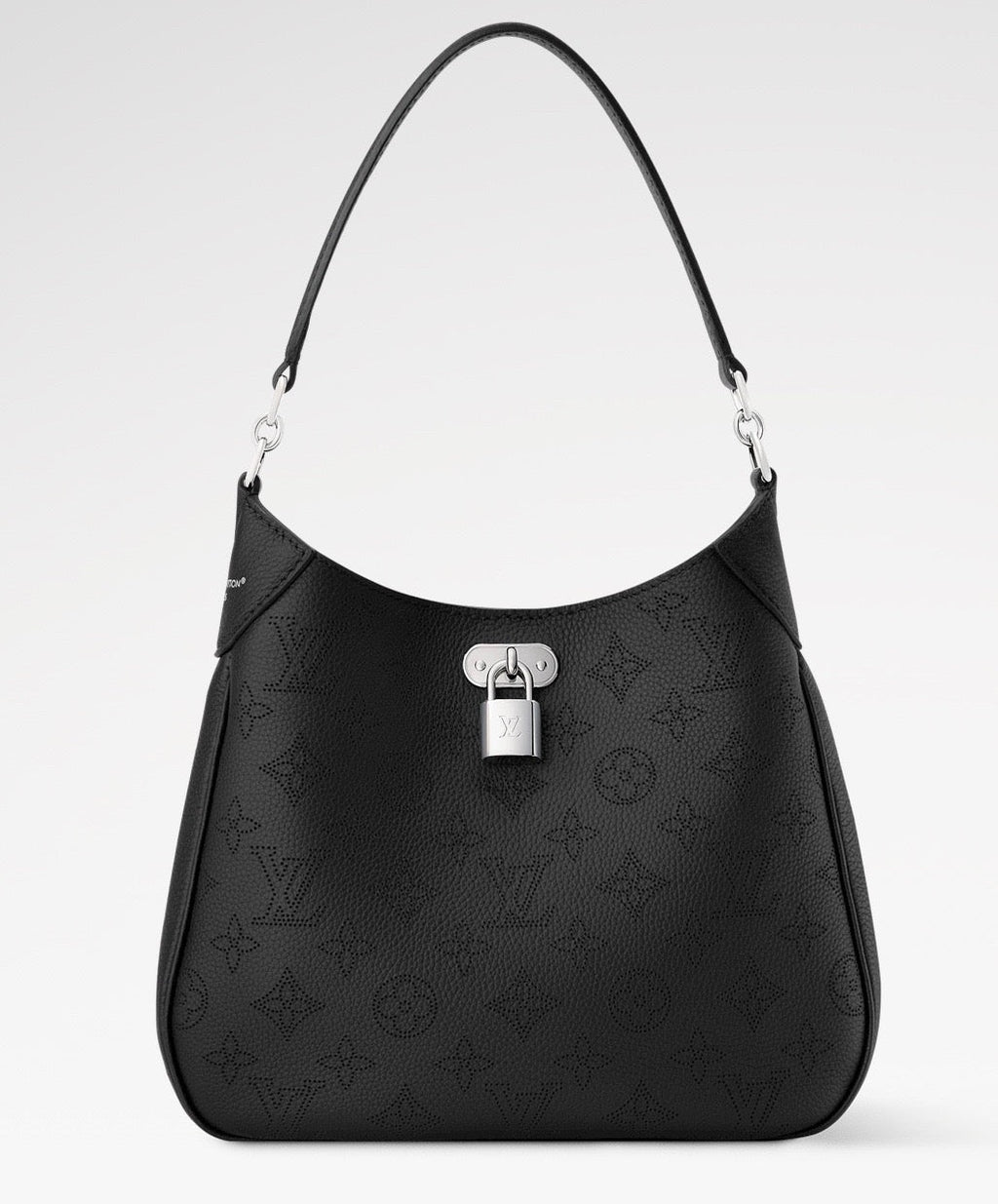 All Around PM Tote Bag with Openwork Monogram Pattern, Pebble Gray Mahina Calfskin |M28306
