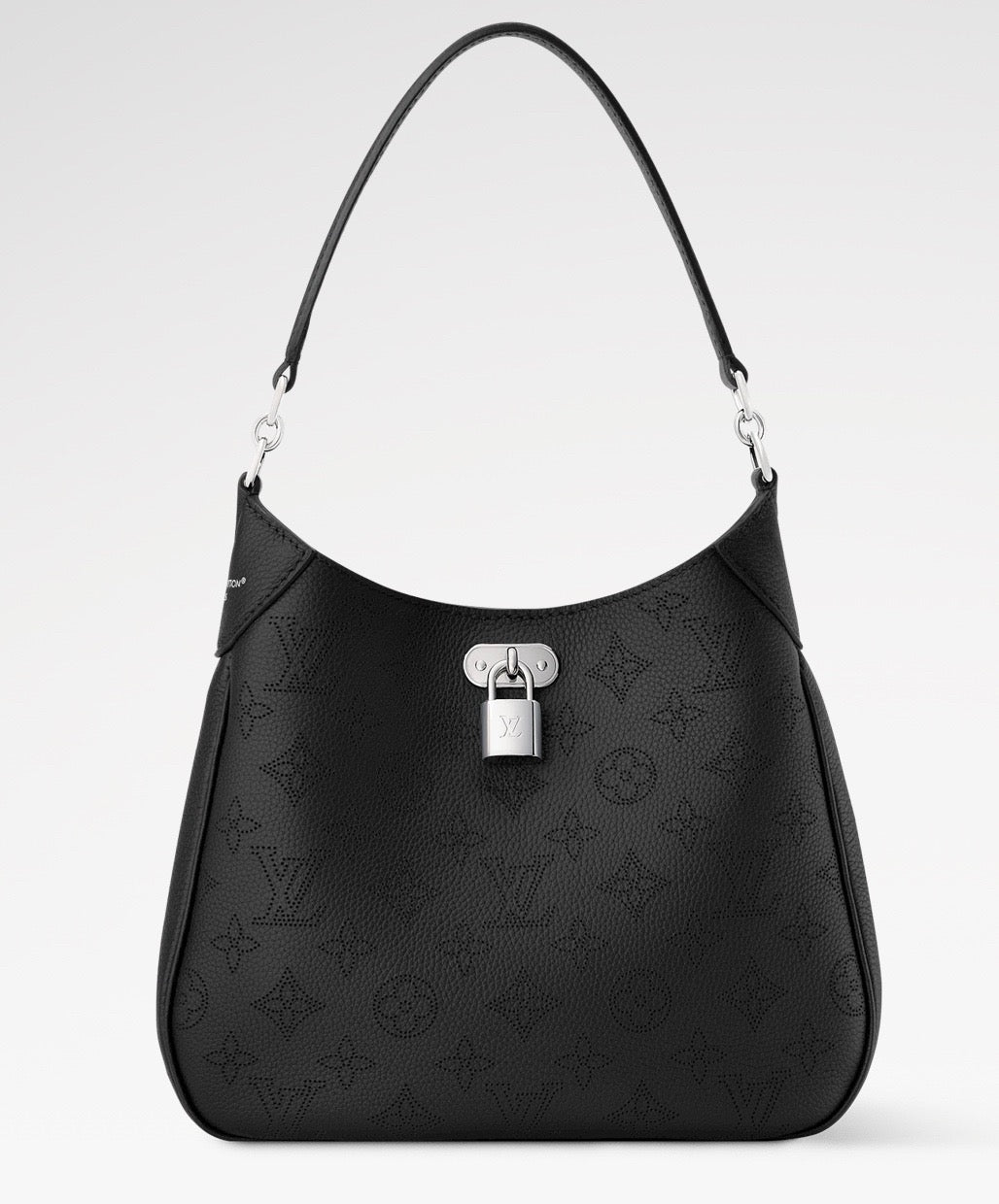 All Around PM Tote Bag with Openwork Monogram Pattern, Pebble Gray Mahina Calfskin |M28306