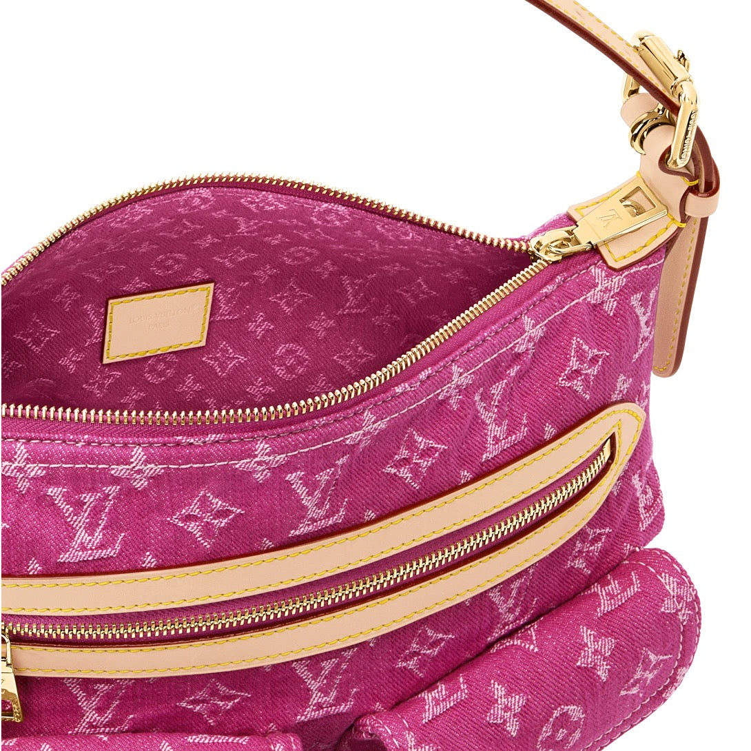 2026 Baggy PM Handbag in Pink Monogram Jacquard Denim M28266
