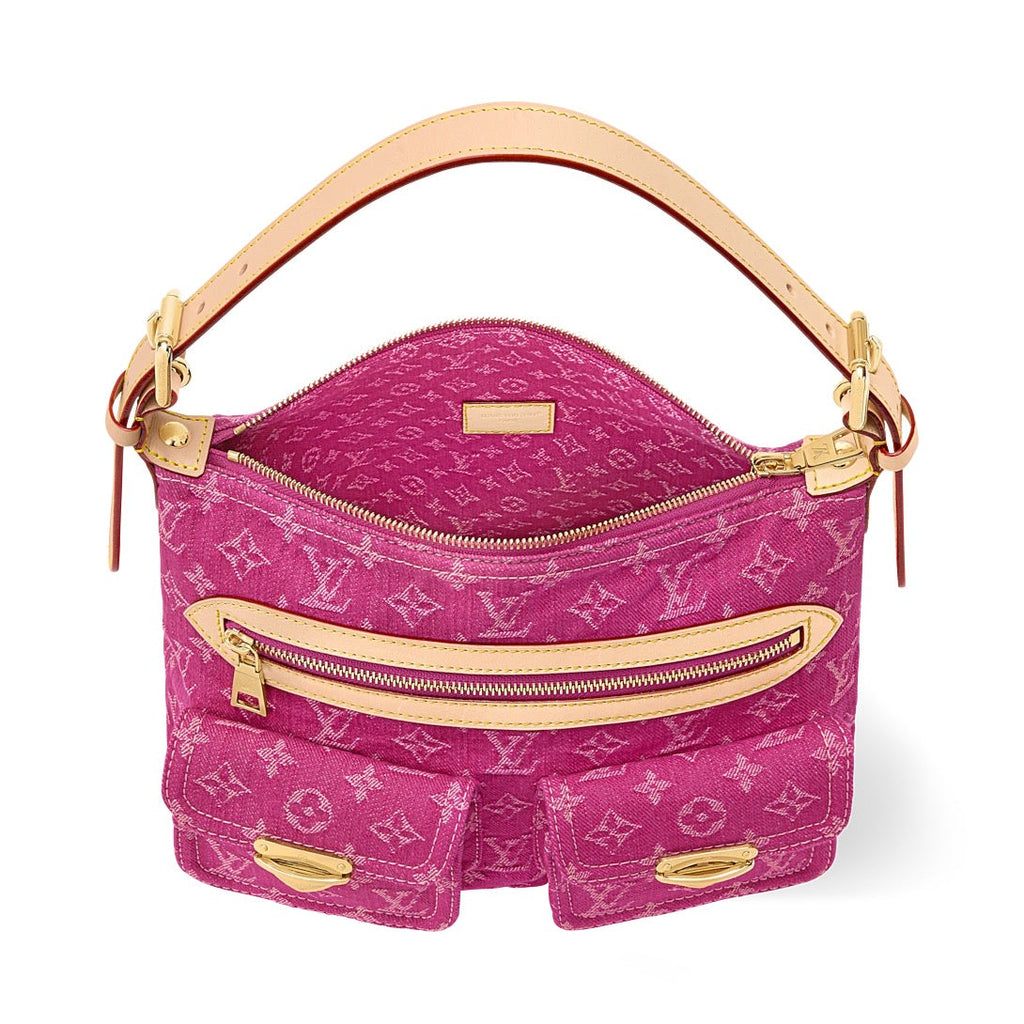2026 Baggy PM Handbag in Pink Monogram Jacquard Denim M28266