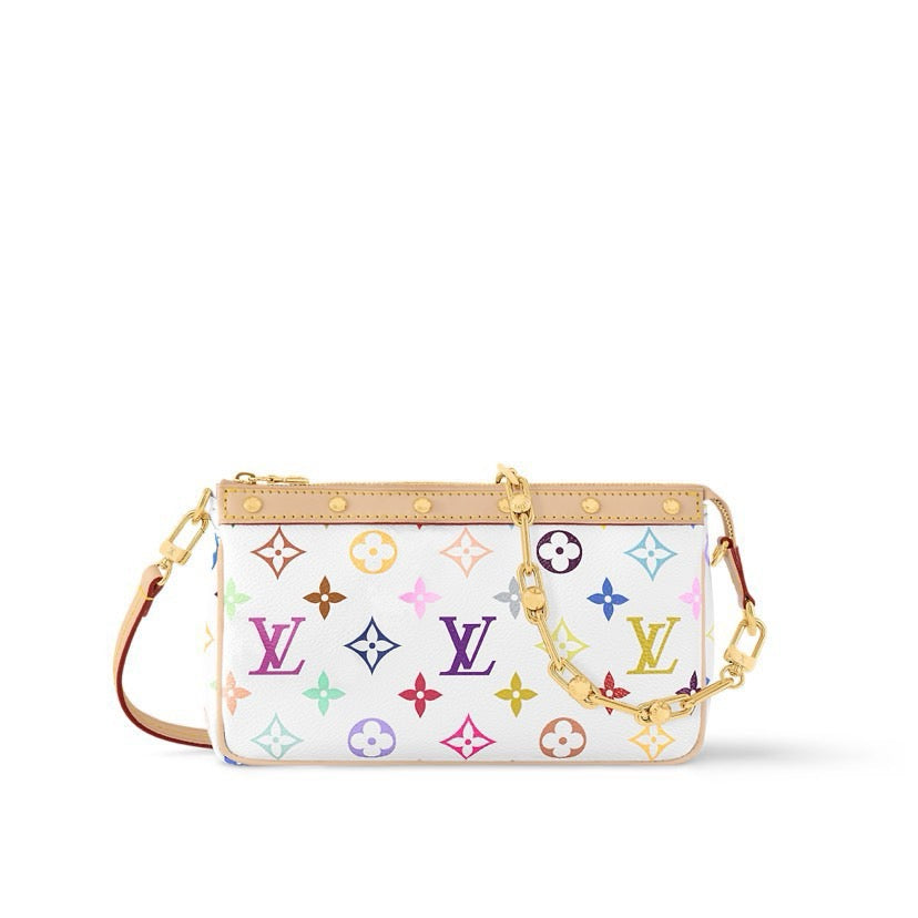 2026 Pochette Accessoires Clutch Bag Monogram Multicolore White Canvas M13404