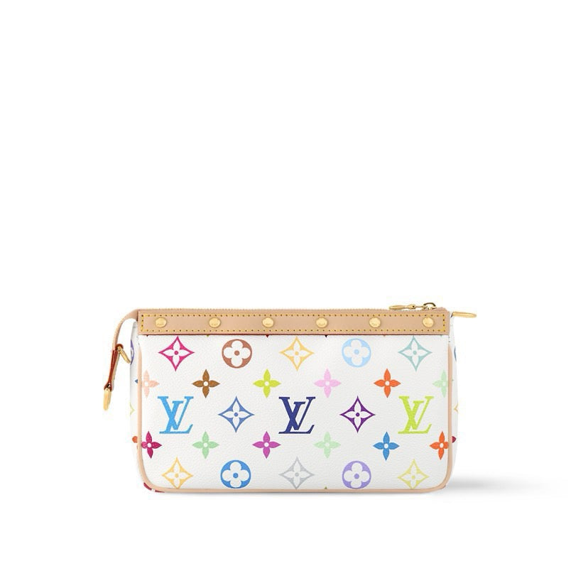 2026 Pochette Accessoires Clutch Bag Monogram Multicolore White Canvas M13404