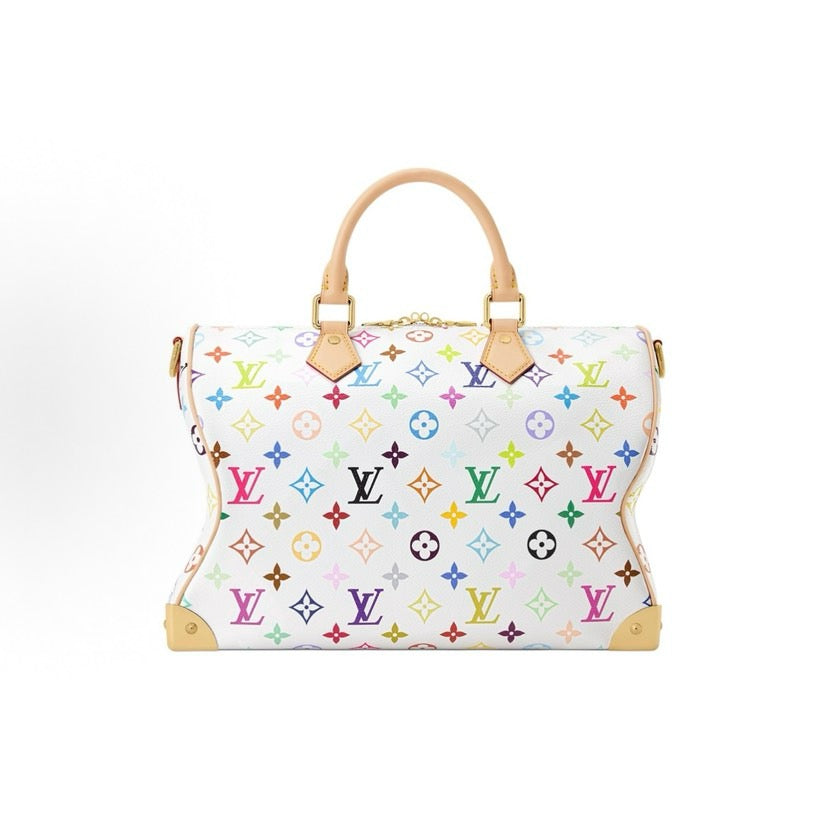 2026 Speedy Soft 30 Handbag in Monogram Multicolore White Canvas M27789