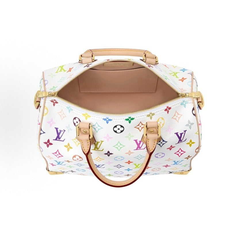 2026 Speedy Soft 30 Handbag in Monogram Multicolore White Canvas M27789