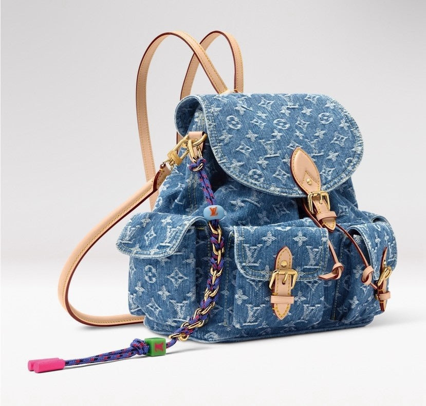 2026 Montsouris Cargo Backpack in Blue Cotton Denim M27330