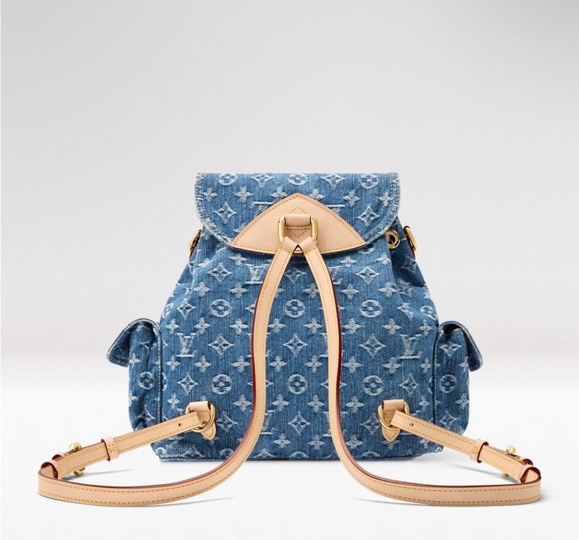 2026 Montsouris Cargo Backpack in Blue Cotton Denim M27330