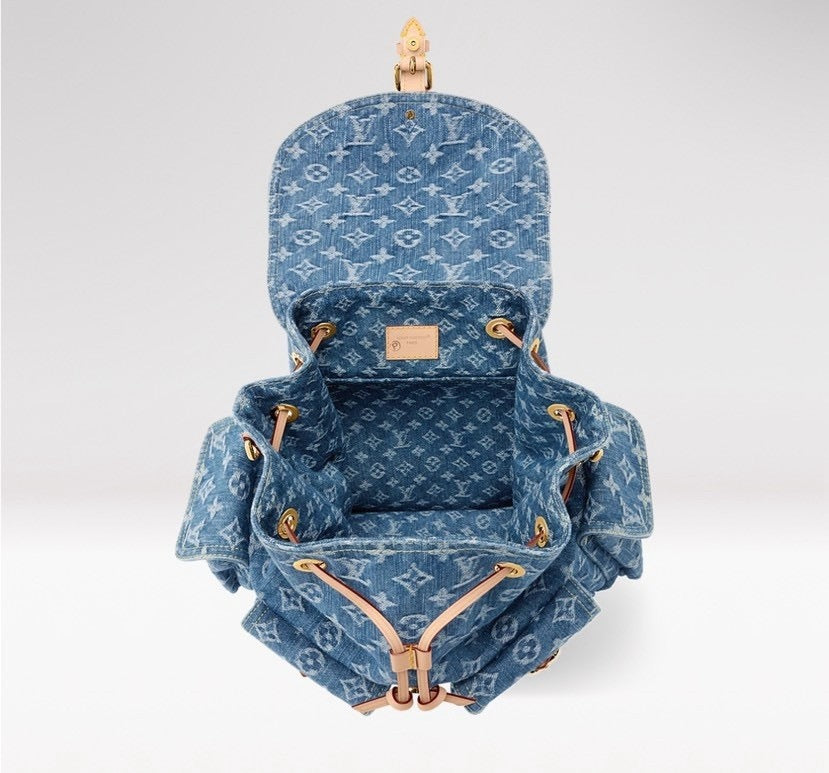 2026 Montsouris Cargo Backpack in Blue Cotton Denim M27330
