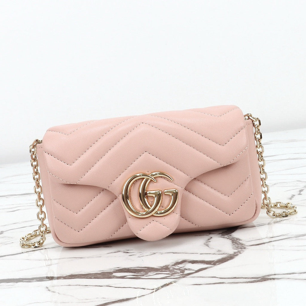 2026 Pink Beige Leather Mini/Mini Chain Shoulder Bag 841290 AAFAX