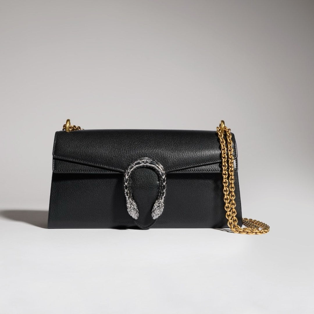 2026 Black Grained Leather Dionysus Collection Medium Leather Shoulder Bag 874735 AAGA7 1000
