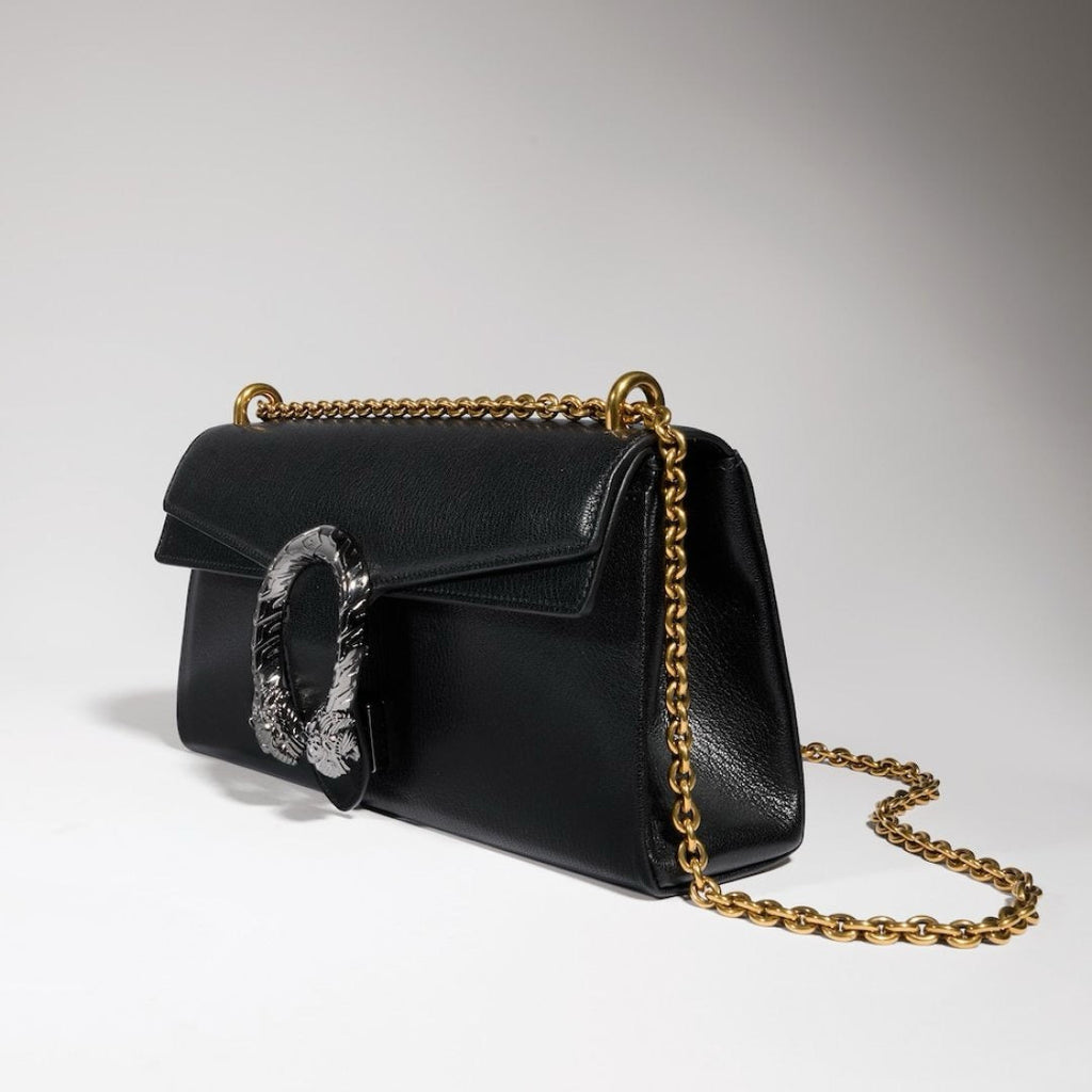 2026 Black Grained Leather Dionysus Collection Medium Leather Shoulder Bag 874735 AAGA7 1000