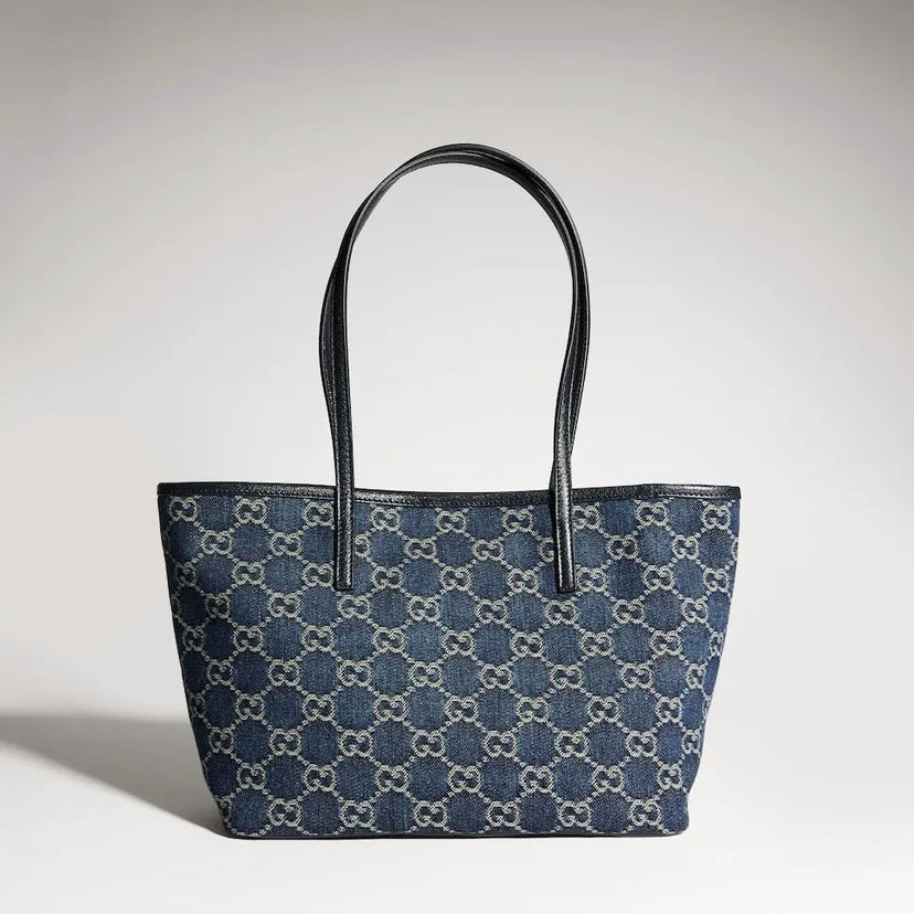 2026 Small Blue Washed GG Denim Tote Bag 875236 FAF8V 4042