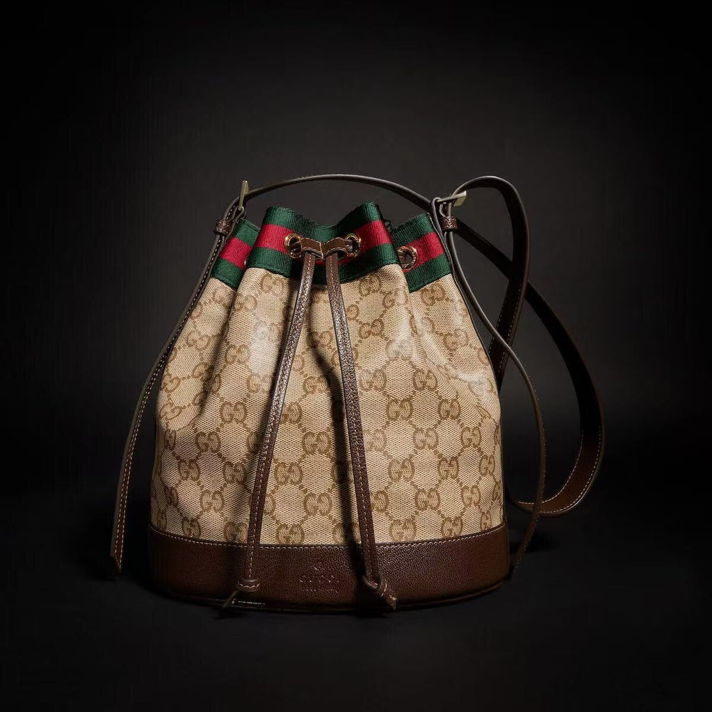 2026 Dark Brown GG-Coated Canvas Small Bucket Bag |A002GW FAF79 8547