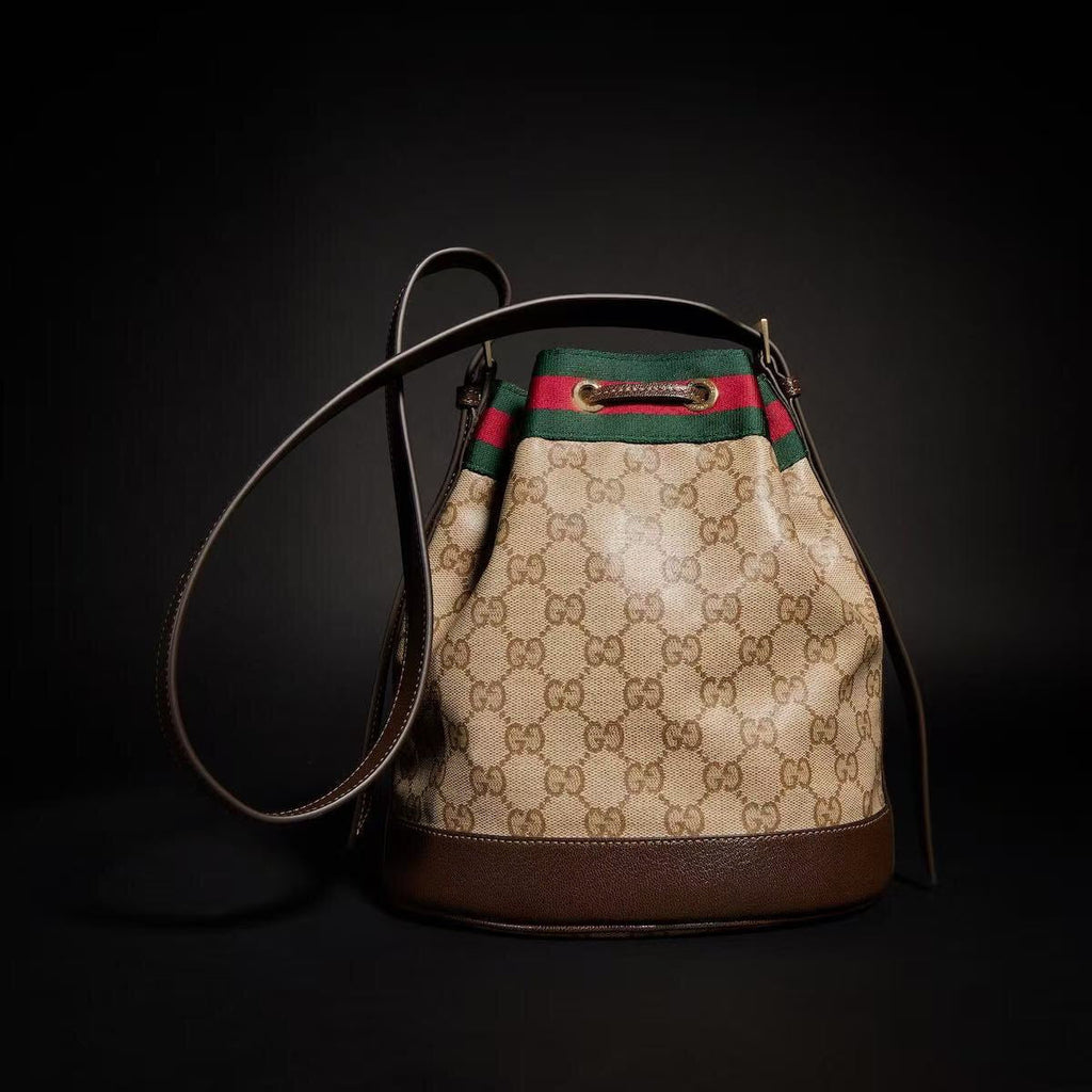 2026 Dark Brown GG-Coated Canvas Small Bucket Bag |A002GW FAF79 8547