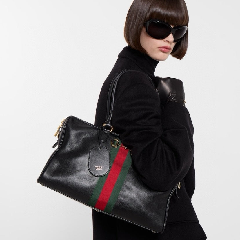 2026 Large Black Soft Leather Boston Bag 866734 AAGIQ 1053
