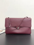 2026 Maxi Flapbag Large Flap Bag in Dark Burgundy Grained Calfskin AS6233-B24008-U8393