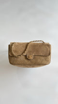 2026 Souplissimo Dark Beige Suede Oversized Flap Bag AS6281-B24009-U9390