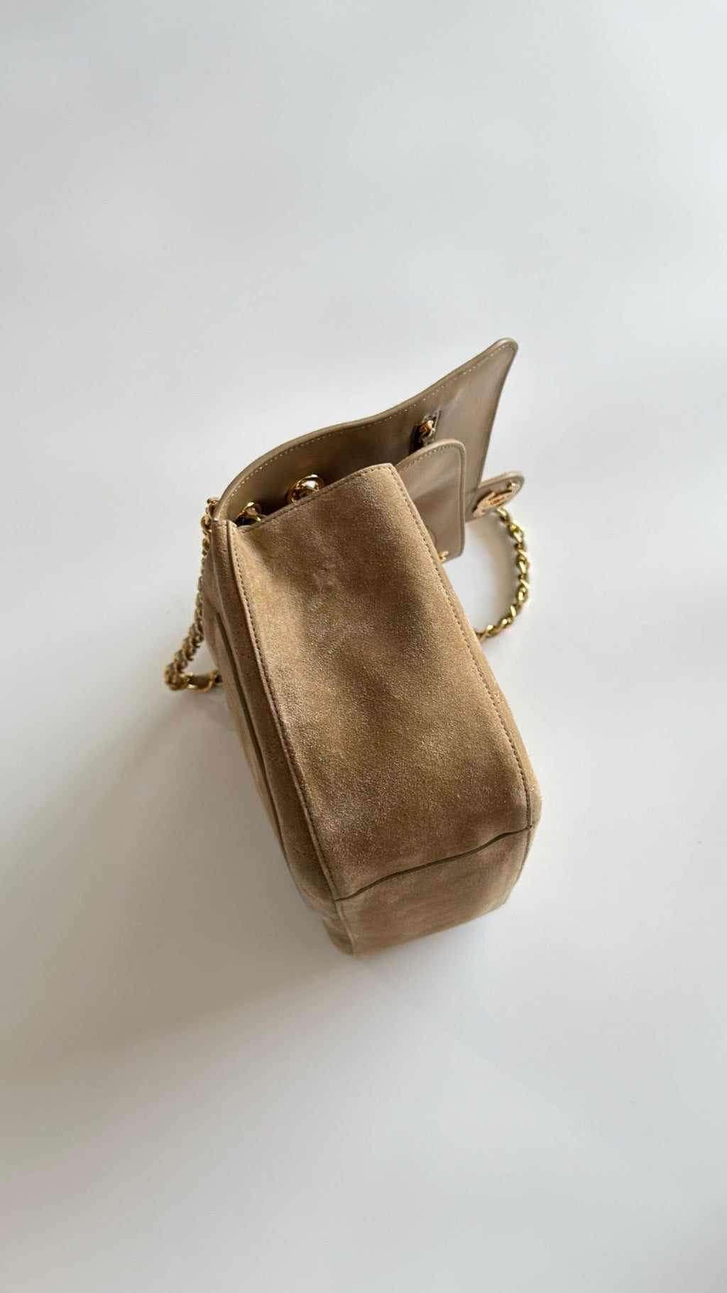 2026 Souplissimo Dark Beige Suede Oversized Flap Bag AS6281-B24009-U9390