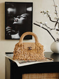 2026 Spring/Summer 2026 Collection Mini Tote Bag in Dark Beige Raffia-Effect Woven Fabric AS4416 B23791 U5552