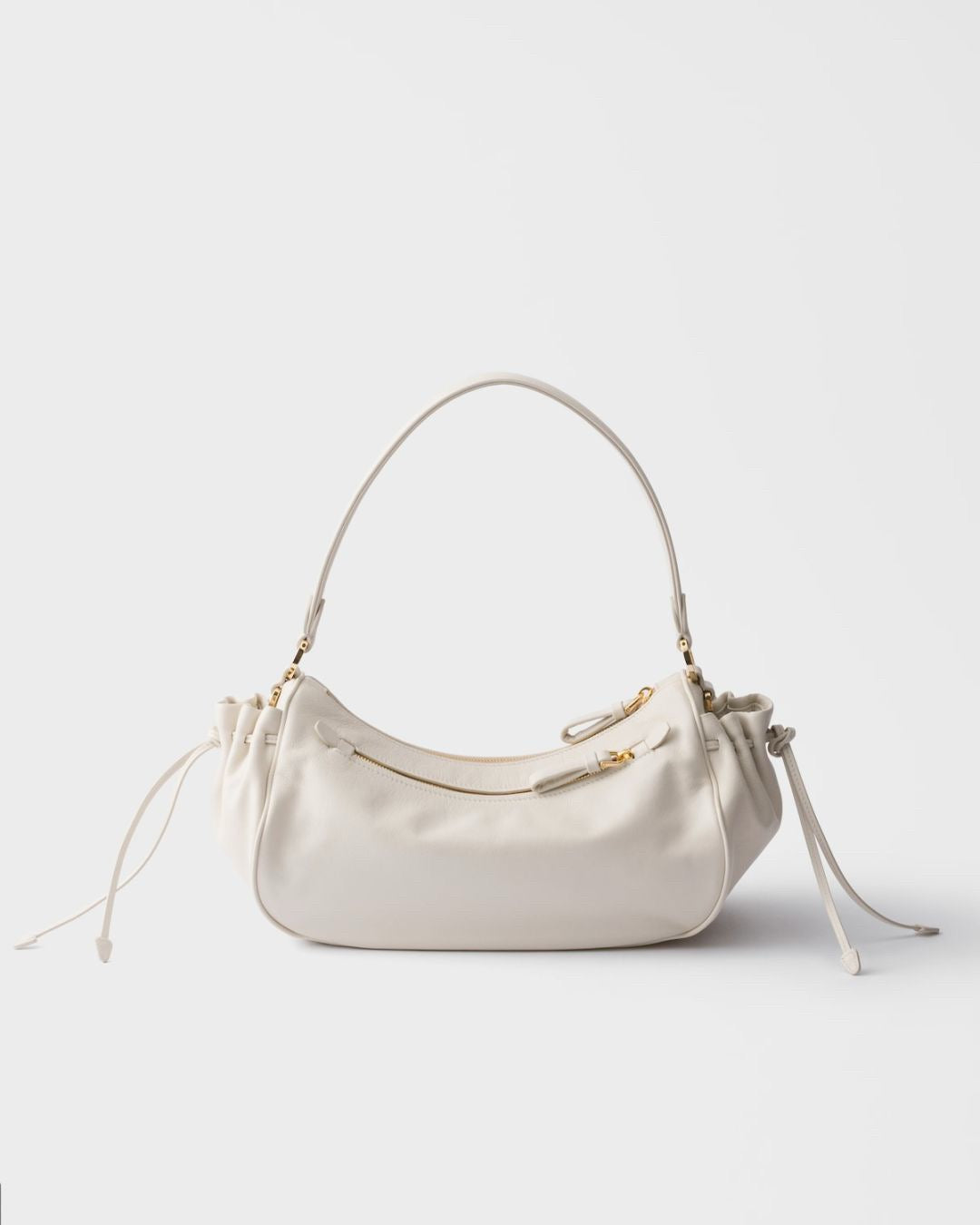 2026 Medium White Leather Shoulder Bag 1BC229_2CYS_F0PG7_V_LVM