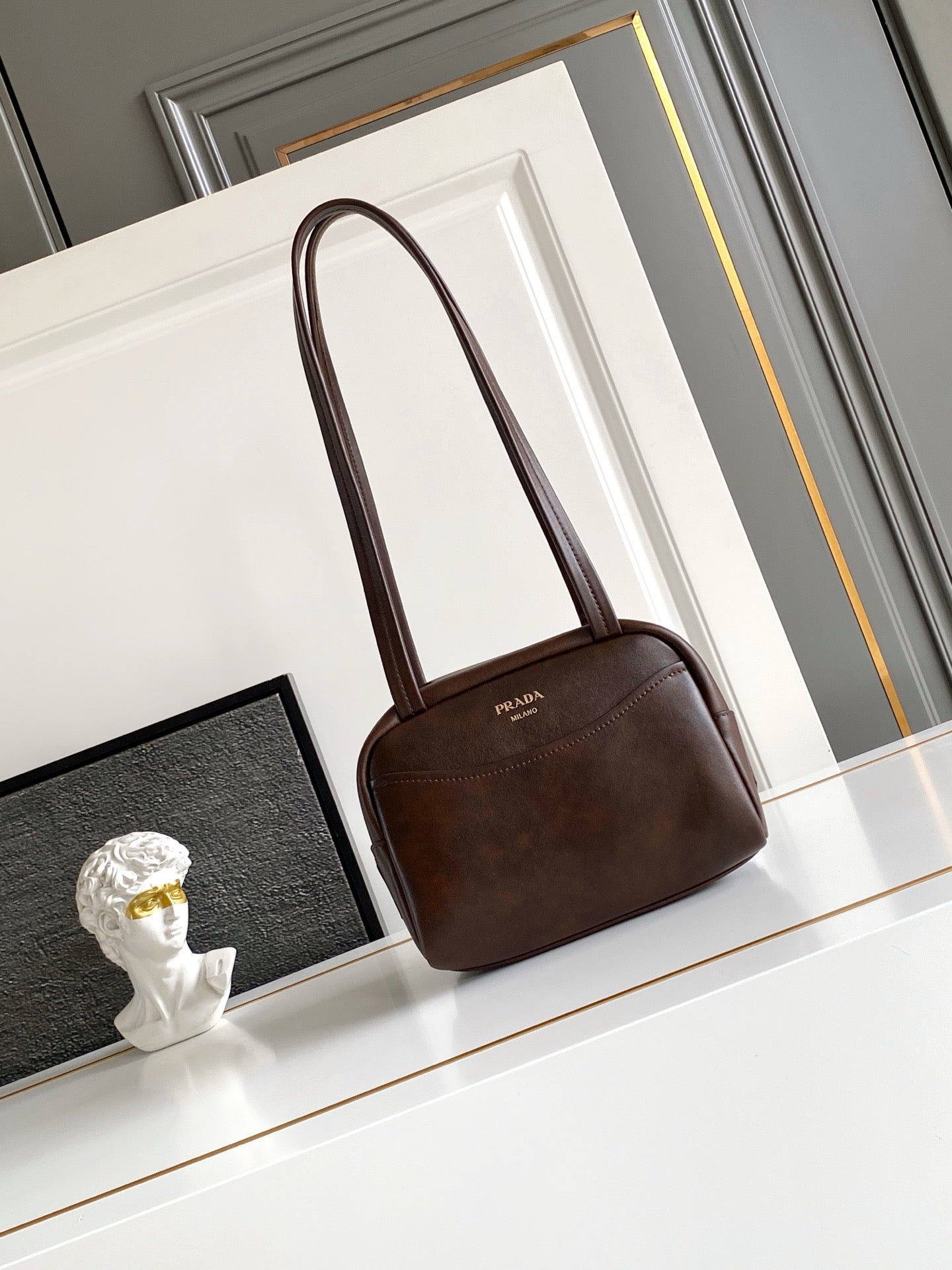 2026 Brown Vintage Leather Top-Handle Mini Bag 1BB167_2ZQ6_F0324_V_OOO