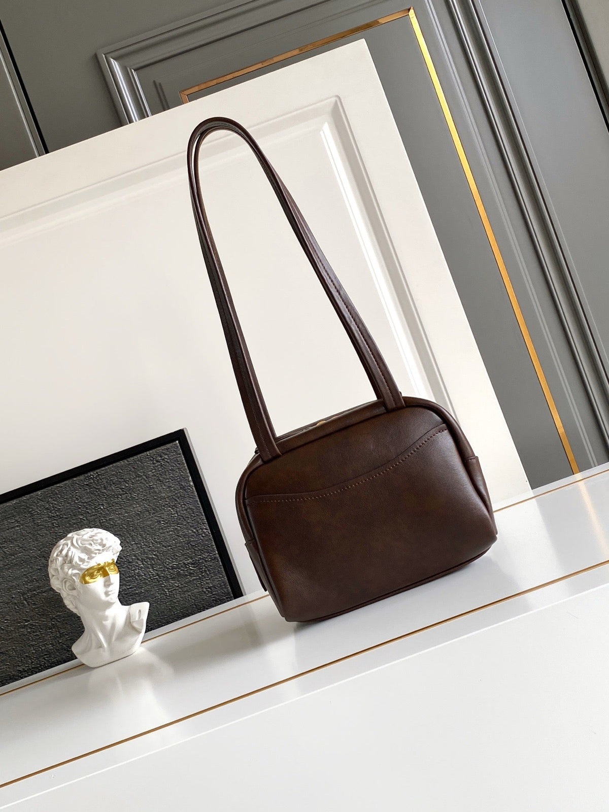2026 Brown Vintage Leather Top-Handle Mini Bag 1BB167_2ZQ6_F0324_V_OOO