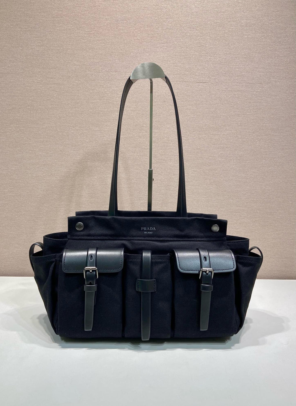 2026 Black Canvas and Leather Tote Bag 2VG139_2G6S_F0002_V_OOO