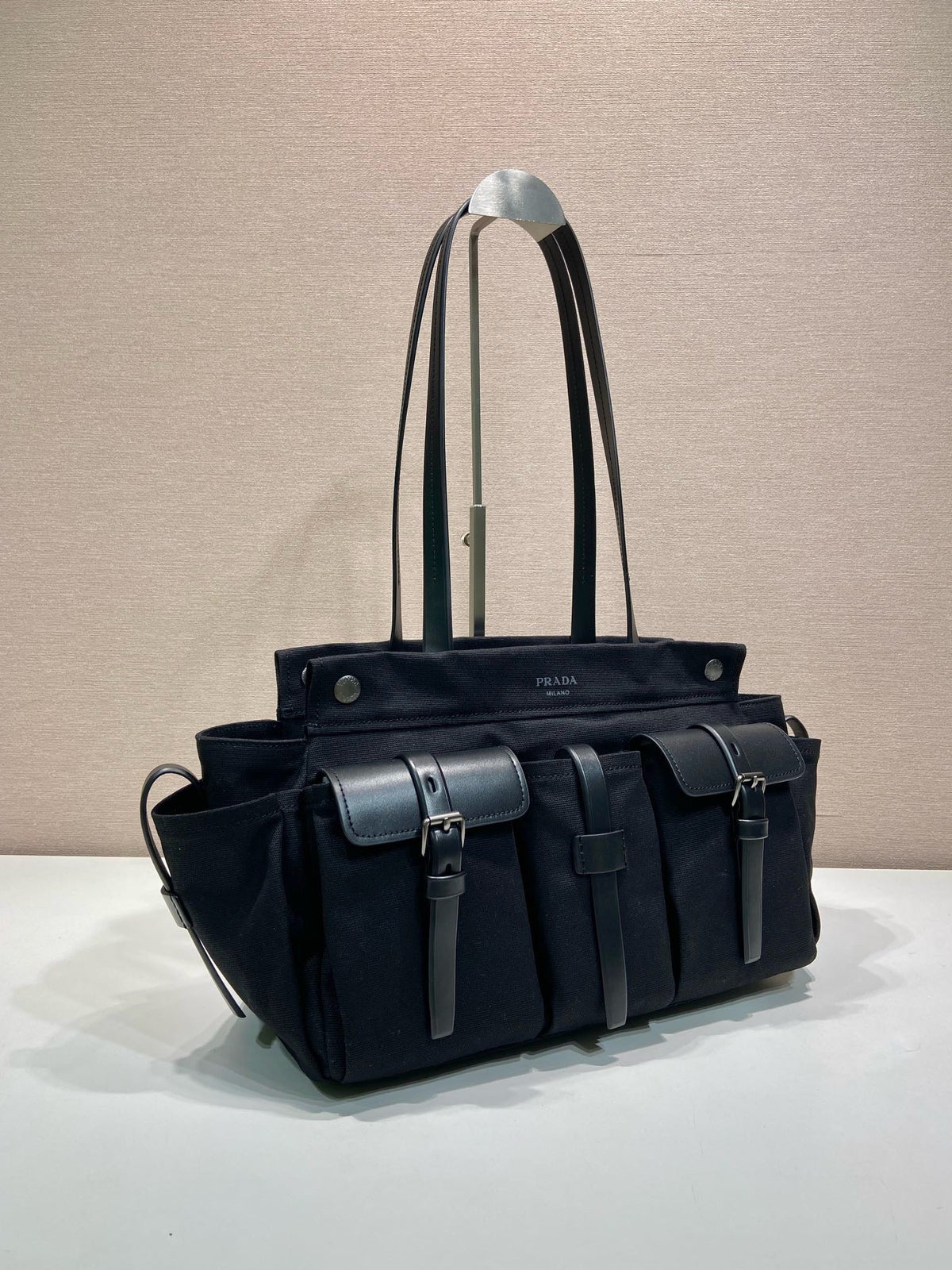 2026 Black Canvas and Leather Tote Bag 2VG139_2G6S_F0002_V_OOO