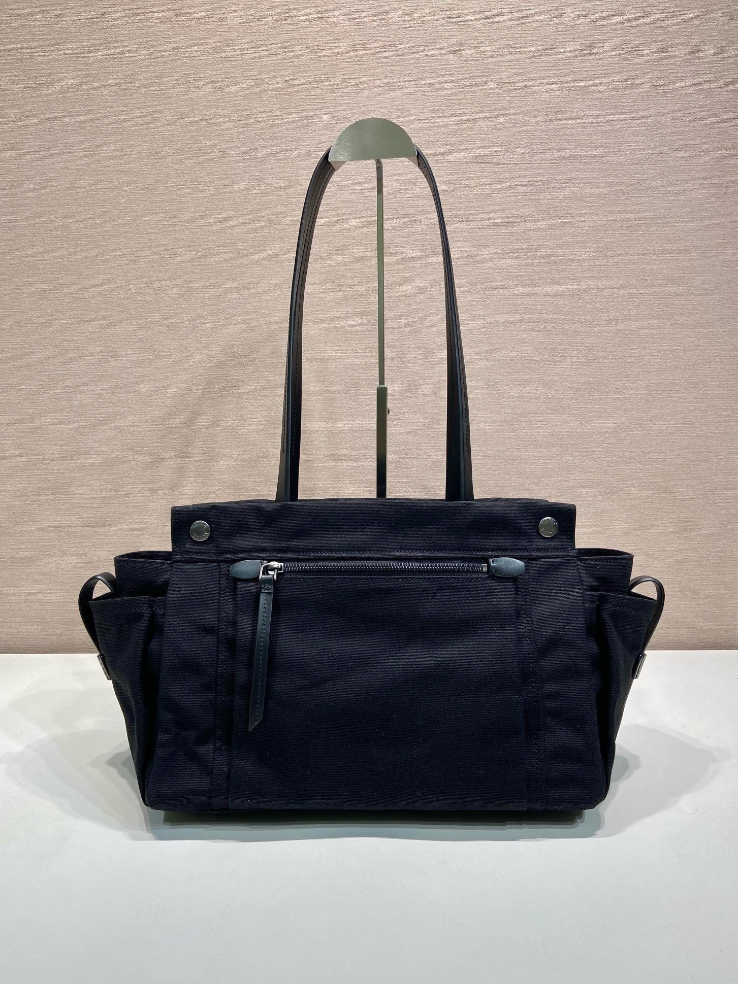 2026 Black Canvas and Leather Tote Bag 2VG139_2G6S_F0002_V_OOO