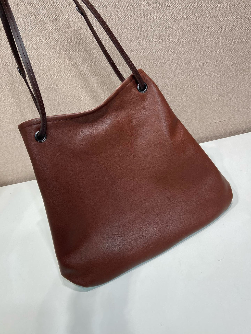 2026 Large Brown Textured Leather Tote Bag 1BC289_2G6F_F0324_V_OOO