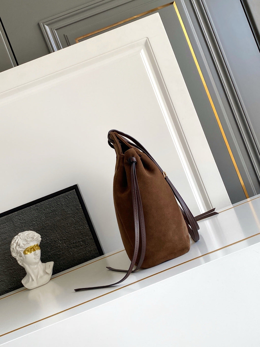 2026 Brown Medium Suede Tote Bag 1BG641_2G6D_F0324_V_OOO