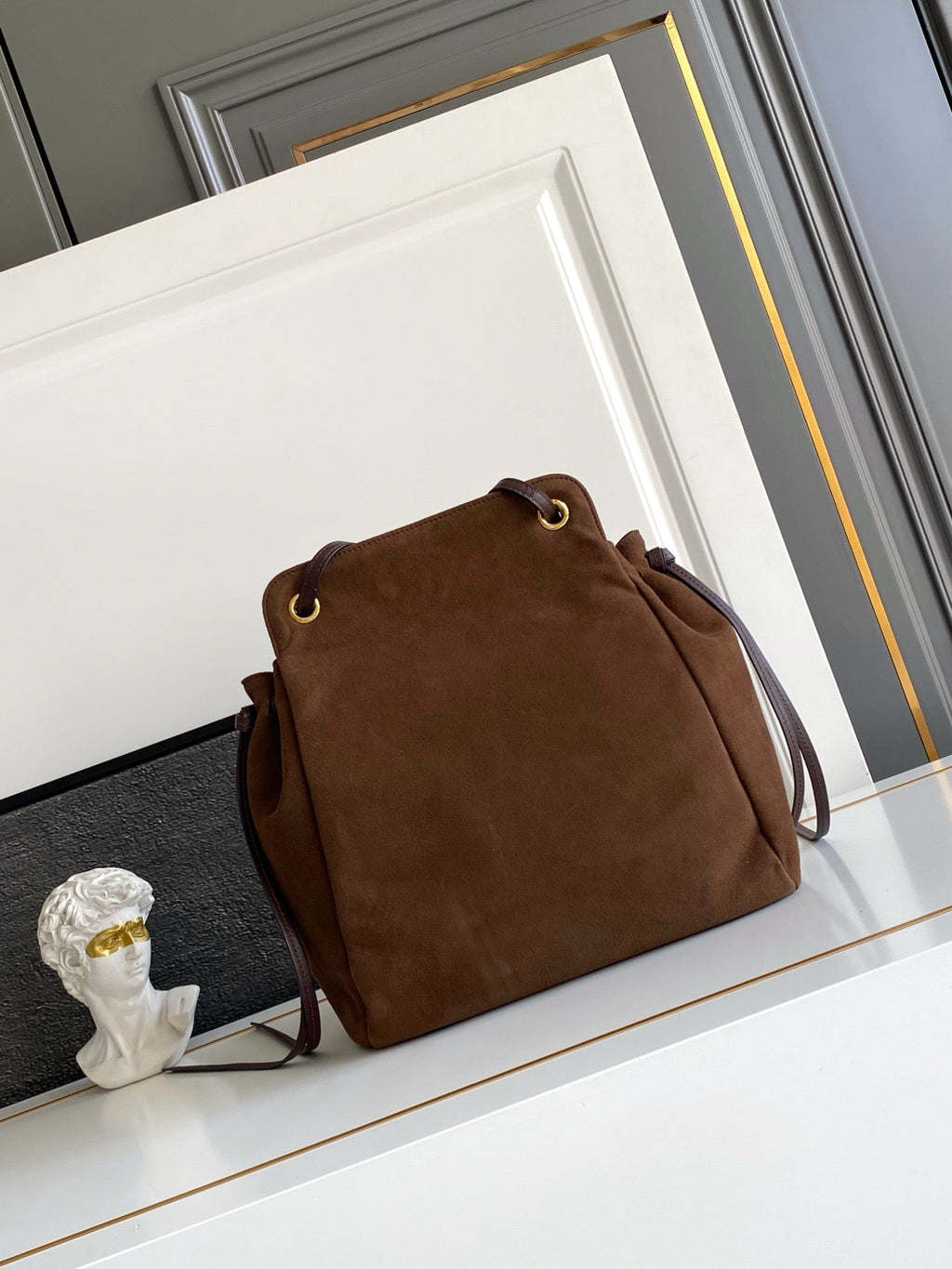 2026 Brown Medium Suede Tote Bag 1BG641_2G6D_F0324_V_OOO