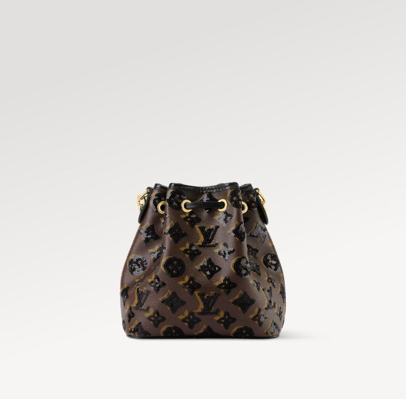 2026 Brown Noé BB Monogram Classic Pattern Sequined Bucket Bag M26284