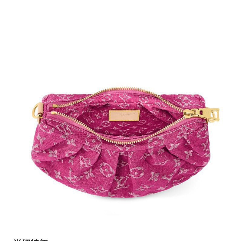 2026 Pochette Valley Fuchsia Monogram Denim Handbag M28327