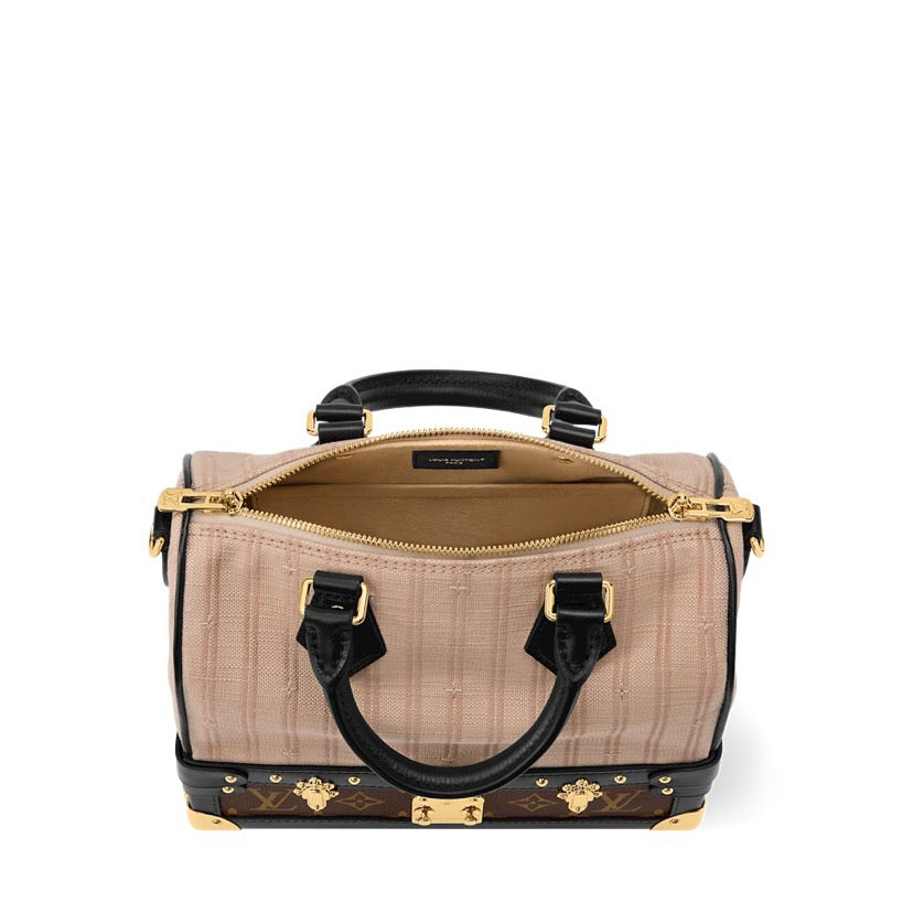 2026 Beige Stripe Fabric Speedy Bandoulière 22 Handbag M28761