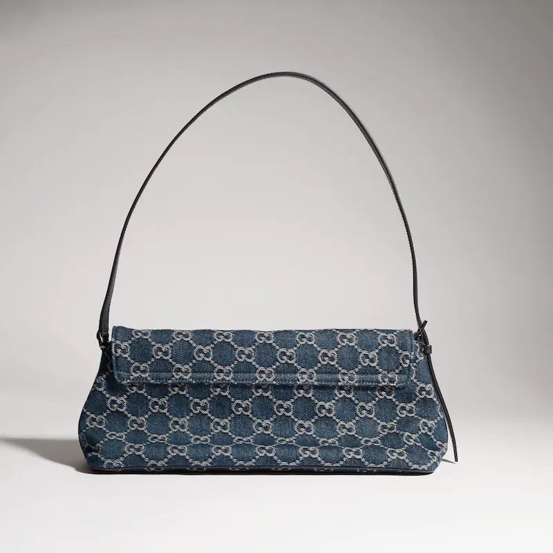 2026 Medium Shoulder Bag, Blue GG Washed Denim 874744 FAF8V 4042