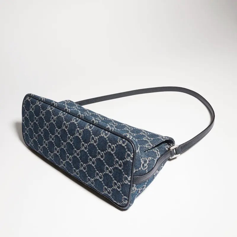 2026 Medium Shoulder Bag, Blue GG Washed Denim 874744 FAF8V 4042